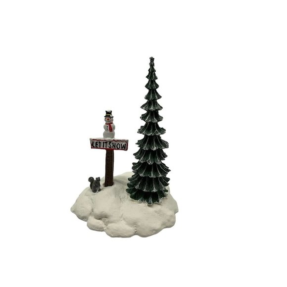 Dept 56 Snow Village Accessory Vintage Let It Snow Snowman Sign in Original Box - Picture 2 of 16